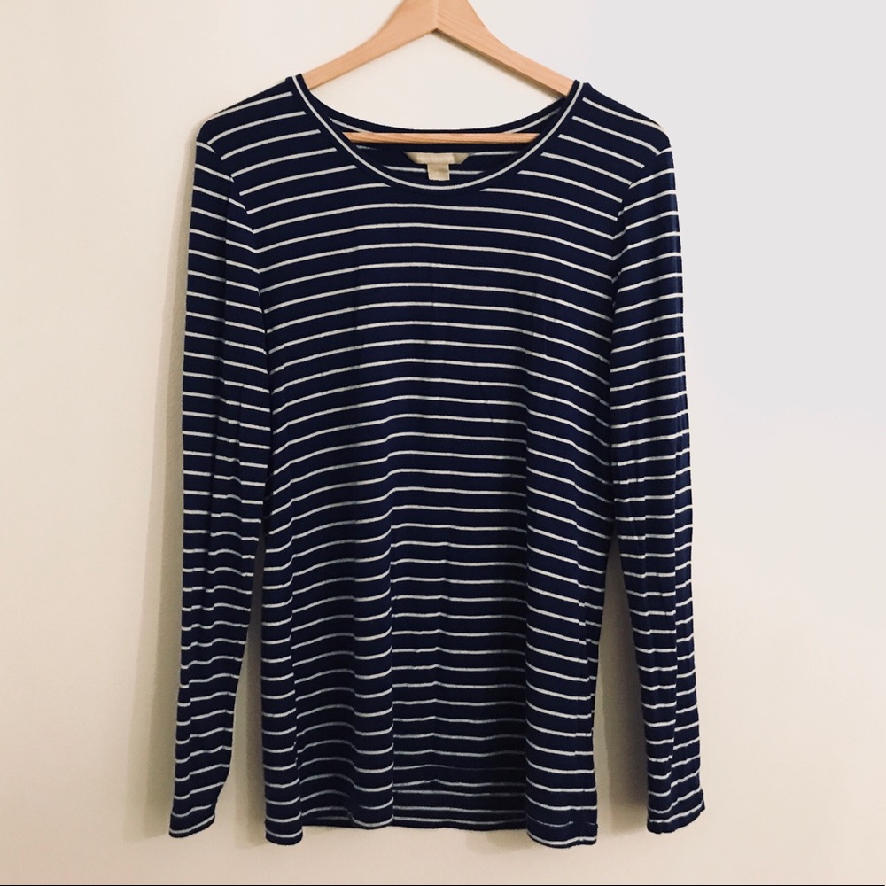 Banana Republic Royal Blue & White Long Sleeve Tee